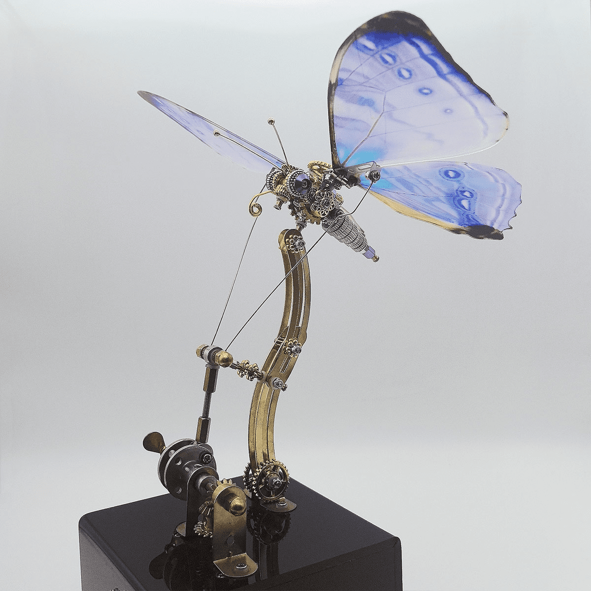 3D Metal Butterfly Puzzles, Mechanical Insect Model Kit with Music Box, 300PCS DIY Assembly, Type-C Rechargeable, Home Desk Decor Gift for Adults (Purple)