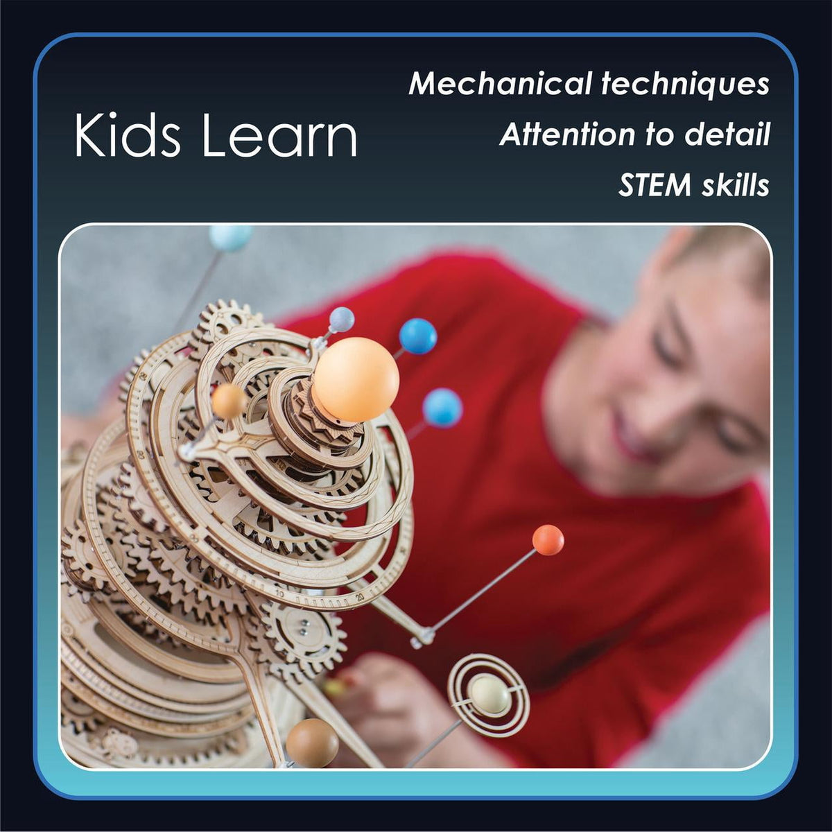 MindWare Gearjits: Solar System, Wooden 3D Building Puzzle for Teens & Adults, DIY Solar System Model, Fun for Parents Too, Great STEAM Gifts for