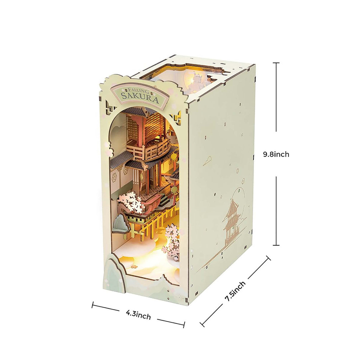 Rolife 3D Jigsaw Puzzle DIY Book Nook Kit,DIY Dollhouse Bookend Stand DIY Bookshelf Insert Decor Gift for Teen Adults(Falling Sakura)