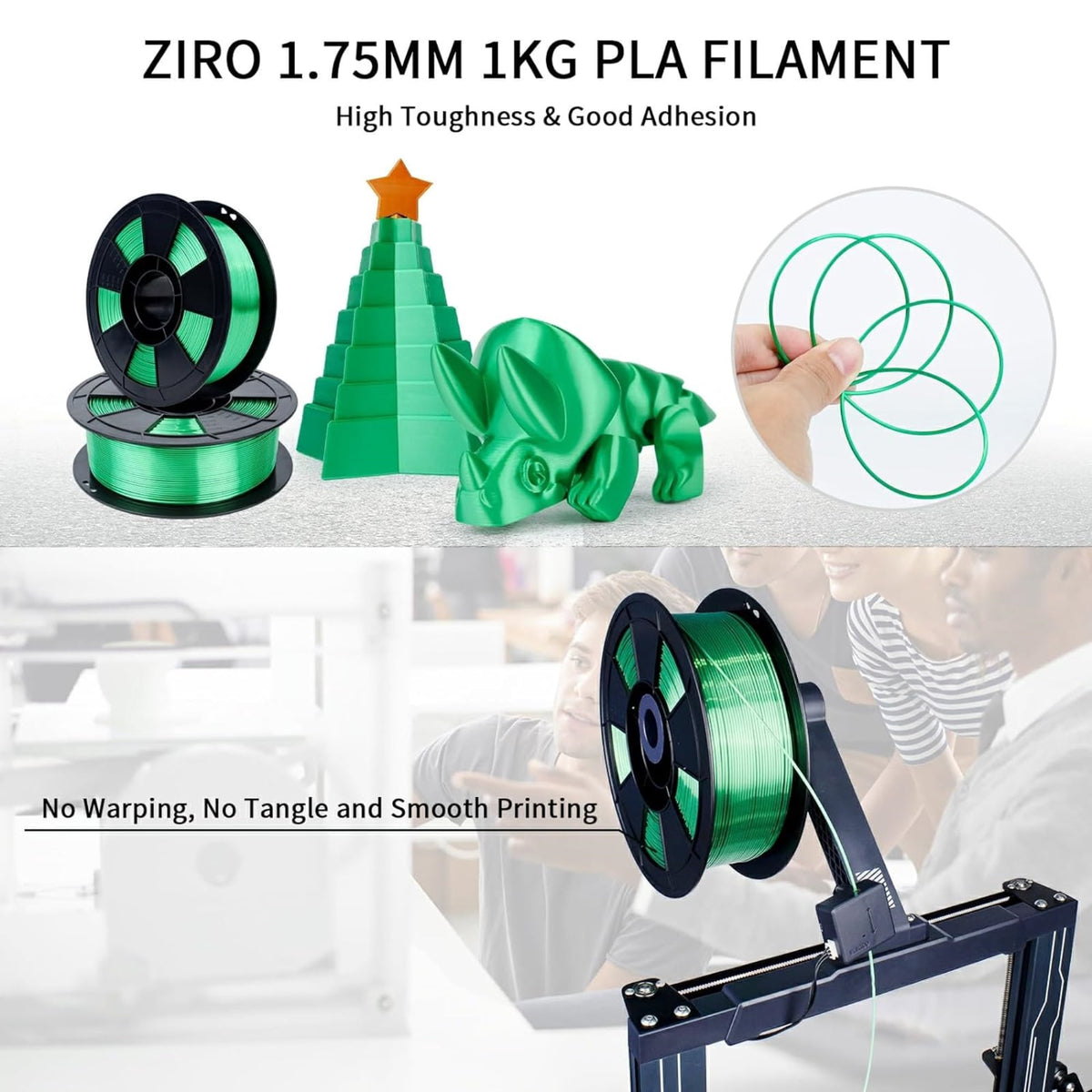 Ziro 3D Silk PLA Filament 1.75mm 1kg, Silver-Gray
