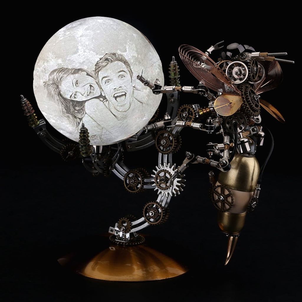 Mechanical Octopus 3D Metal Model Kit with Moon Lamp, Touch 3 Colors, Customizable Steampunk Puzzle & Desk Light, Perfect Room Decor and Gift Choice