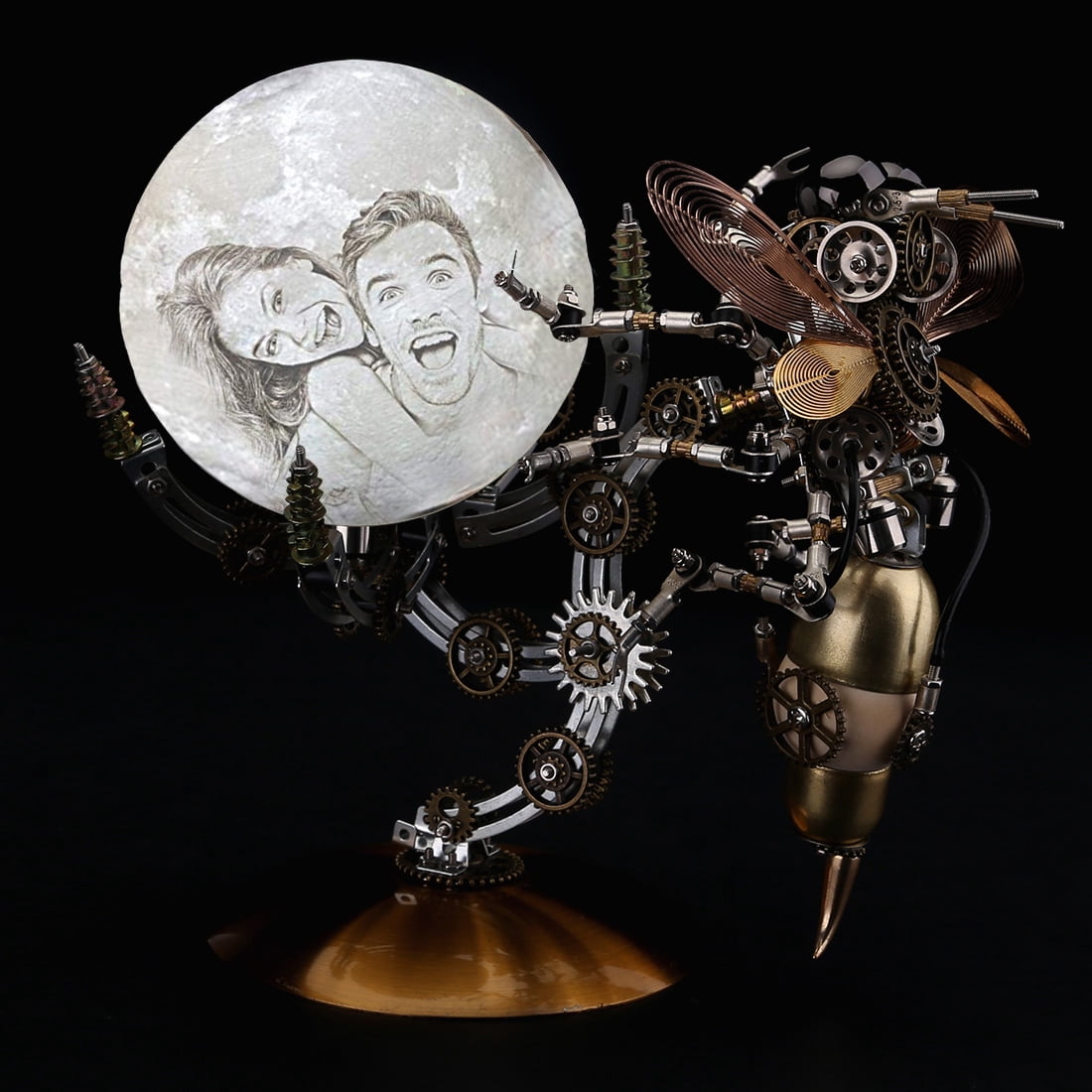 Mechanical Octopus 3D Metal Model Kit with Moon Lamp, Touch 3 Colors, Customizable Steampunk Puzzle & Desk Light, Perfect Room Decor and Gift Choice