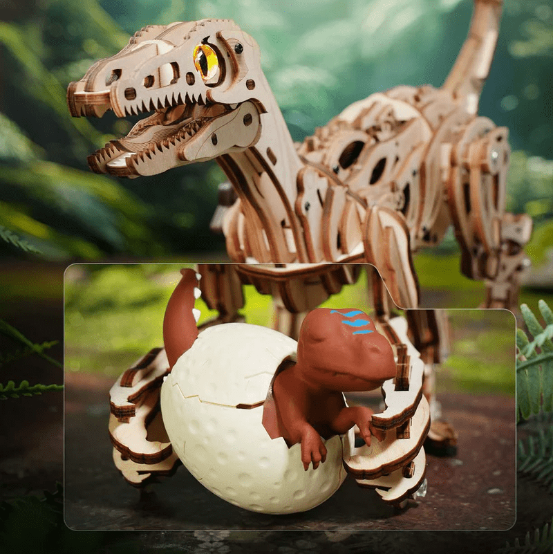 ROKR 3D Wooden Puzzle Dinosaur Shape Moving&Walking Model Kits for Adults, Mechanical Building Set Kids STEM Craft Gift
