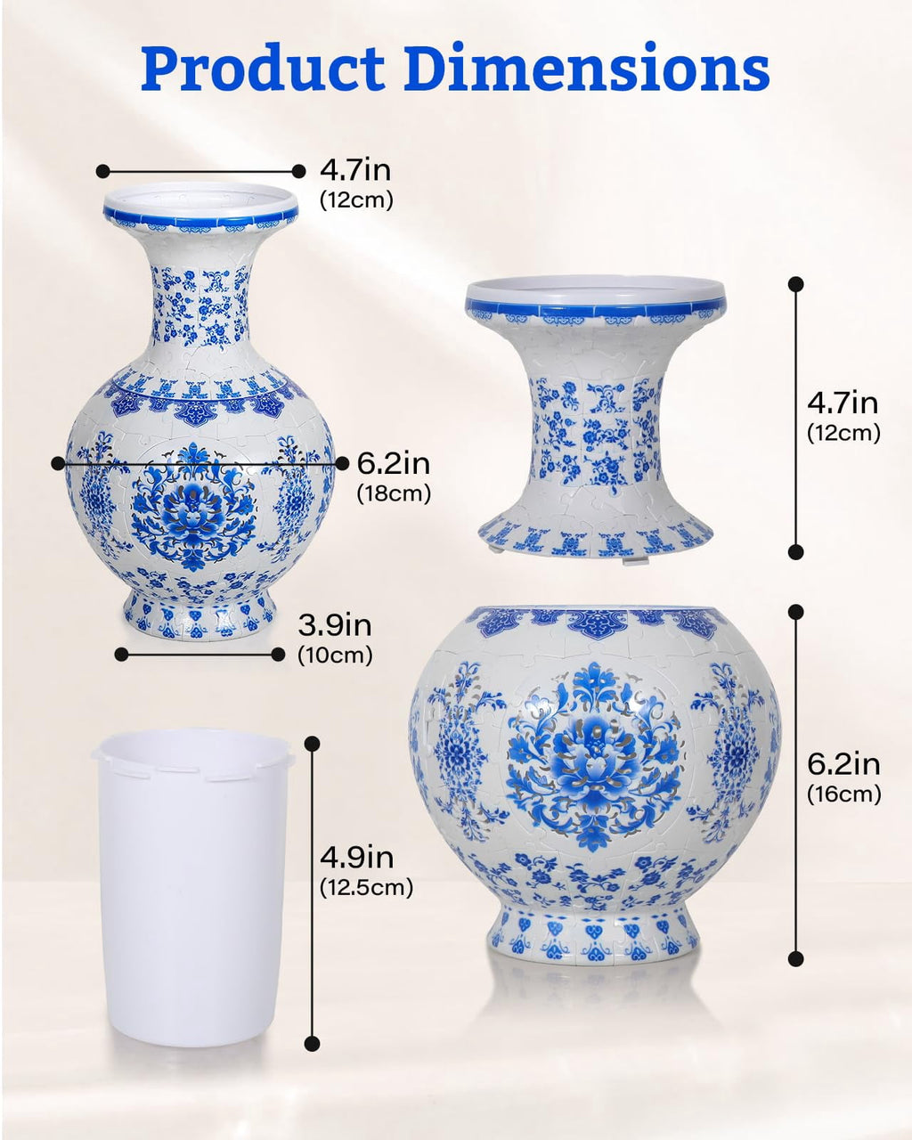 3D Vase Puzzle with Lighting ,200Pieces 3D Puzzles for Adults,Vase Puzzle for Home Decor,Christmas Birthday Gifts