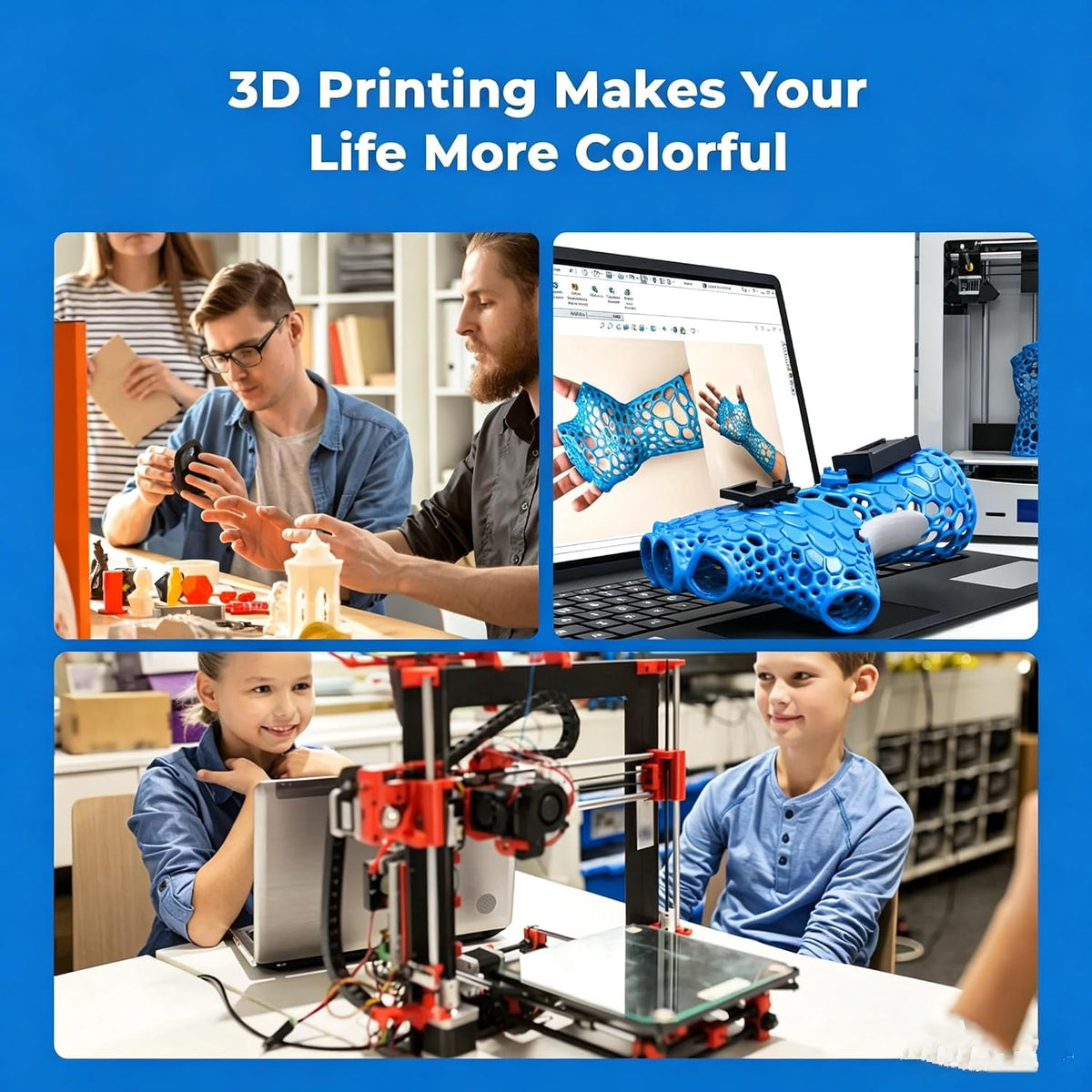 Creality Hyper Rainbow PLA 3D Printing Filament Smooth Vibrant Gradients 300mm/s Printing Speed 2.2lb-Wild Blossom(Short)