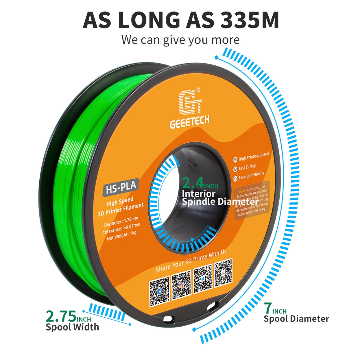 Geeetech 1.75mm PLA 3D Printer Filament, 1kg Spool (2.2lbs), Dimensional Accuracy +/- 0.03mm,yellow