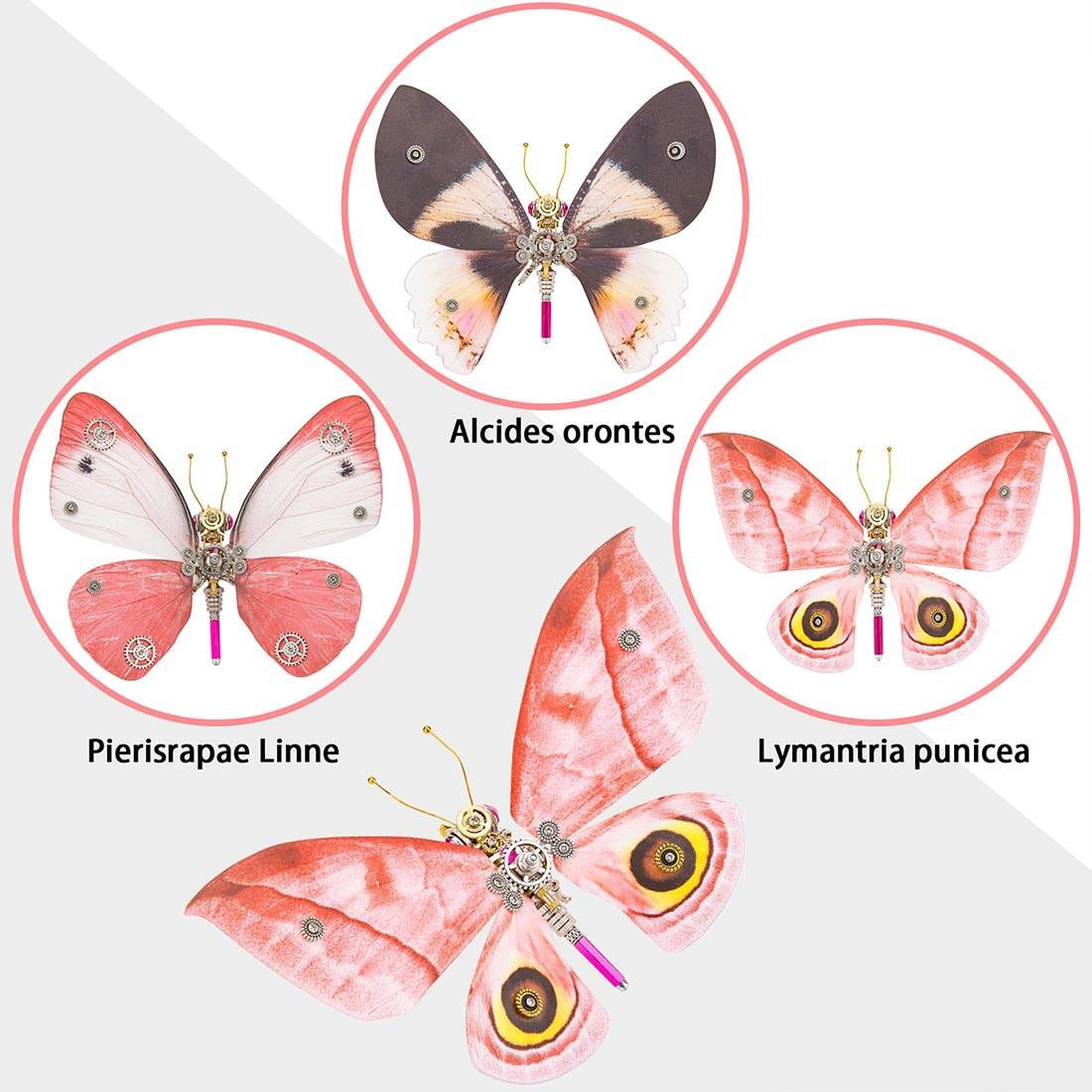 3D Metal Puzzle Butterfly Lymantria Punicea 200+ PCS, Steampunk Mechanical Model Kit With DIY Assembly, Home Display Desk Decor For Adult Collectors And Creative Gifts
