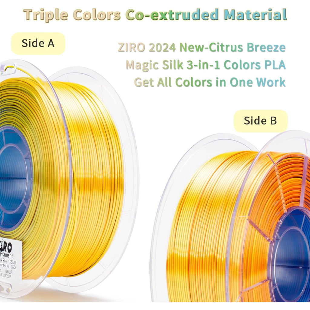 Ziro 3D Tri-color Silk PLA 1.75mm 1kg, Indigo Satin