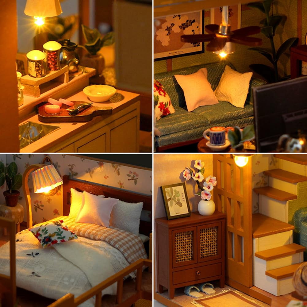 DIY Miniature House Kit, Mini Dollhouse Architectural Model, 3D Puzzles for Adults and Teens, Gifts for Friend and Parents