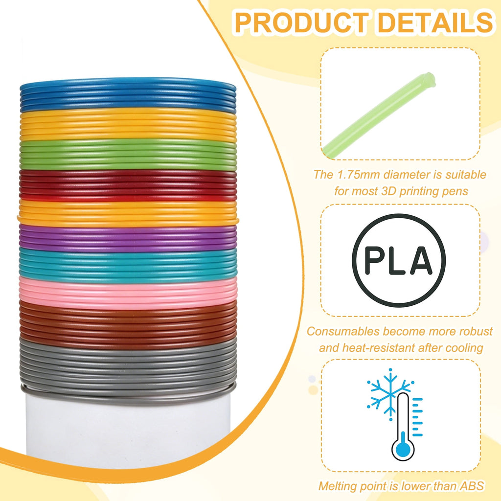 Uxcell 3D Pen Filament 5Pcs 1.75mm Total Length 82 Feet Light Green PLA
