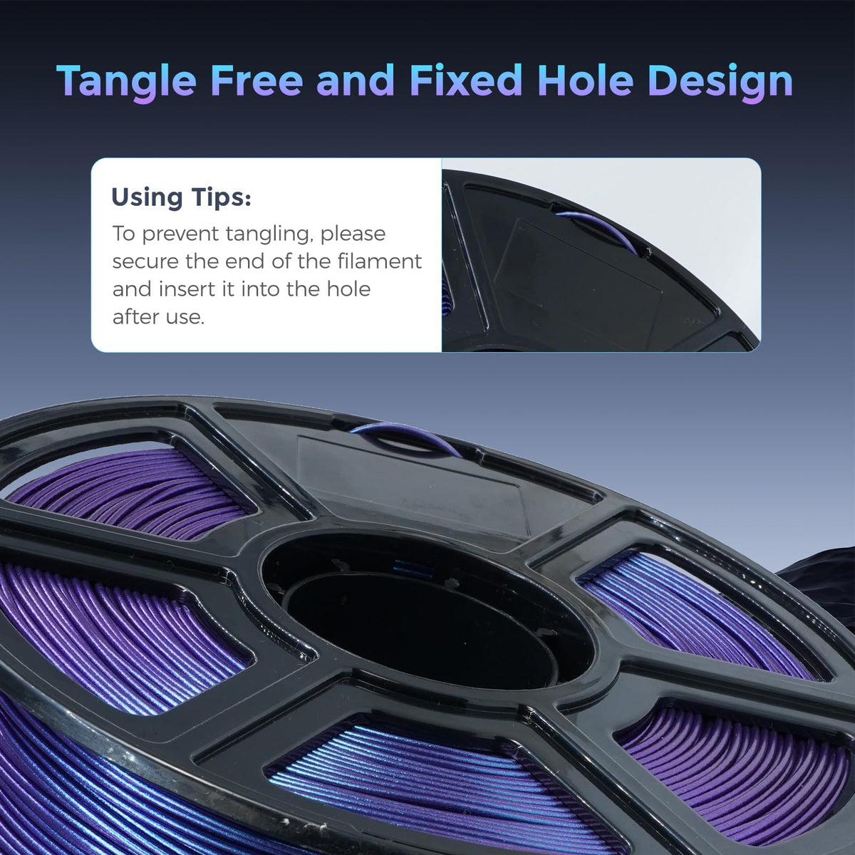 Flashforge PLA Filament 1.75mm,1KG/2.2lbs, Color Changeable PLA 3D Printer Filament, Upgraded Nebula Purple