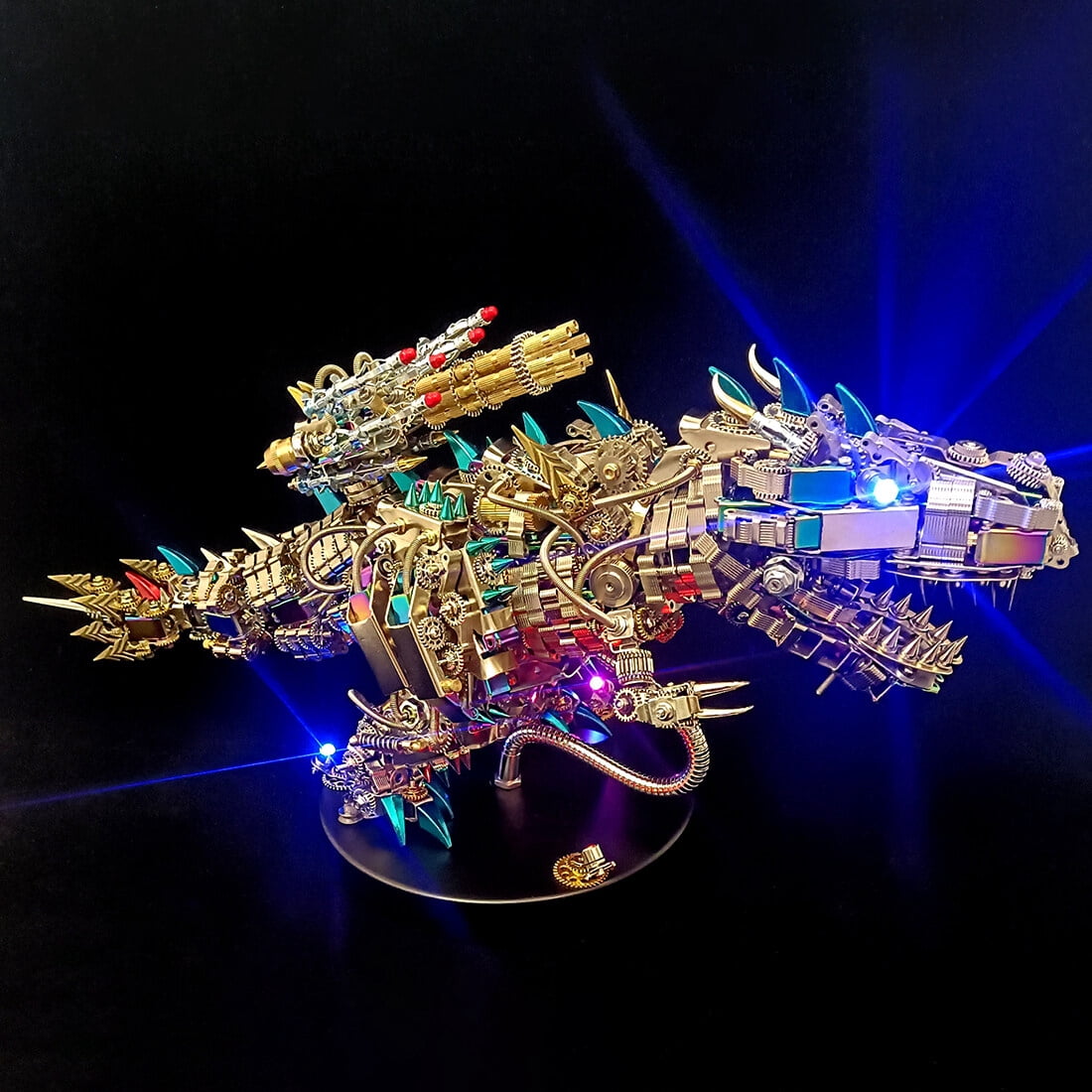 Lantern Fish 3D Metal Puzzle DIY Steampunk Assembly Kit, 700+PCS Mechanical Model with Movable Fins, Color-Changing Lamp & Collectible Gift for Adults & Teens