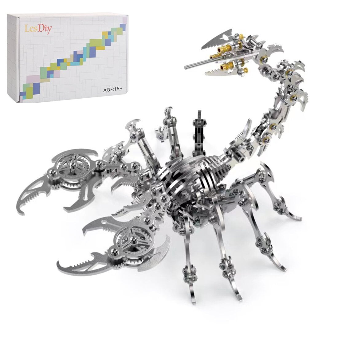 3D Metal Puzzle for Adult, 220PCS+ 3D Steampunk Mechanical Scorpion King Model Kits, DIY ArtCraft Puzzle for Desk Ornaments (Black & Golden)