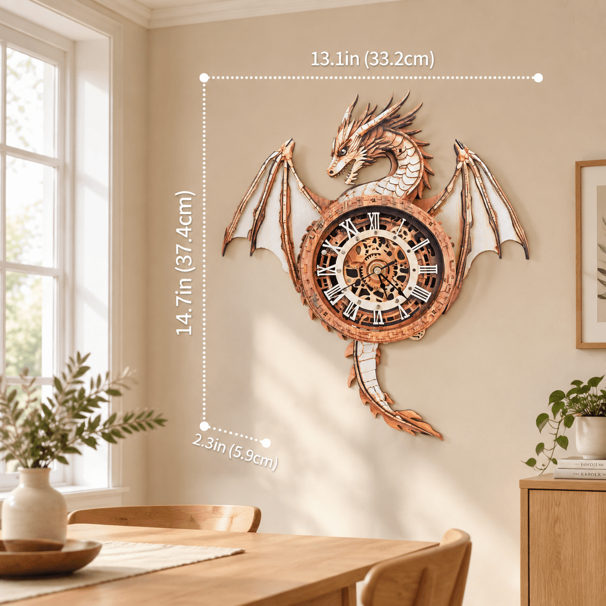 Fire Phoenix Wooden 3D Puzzle Clock DIY Model Kit for Adults