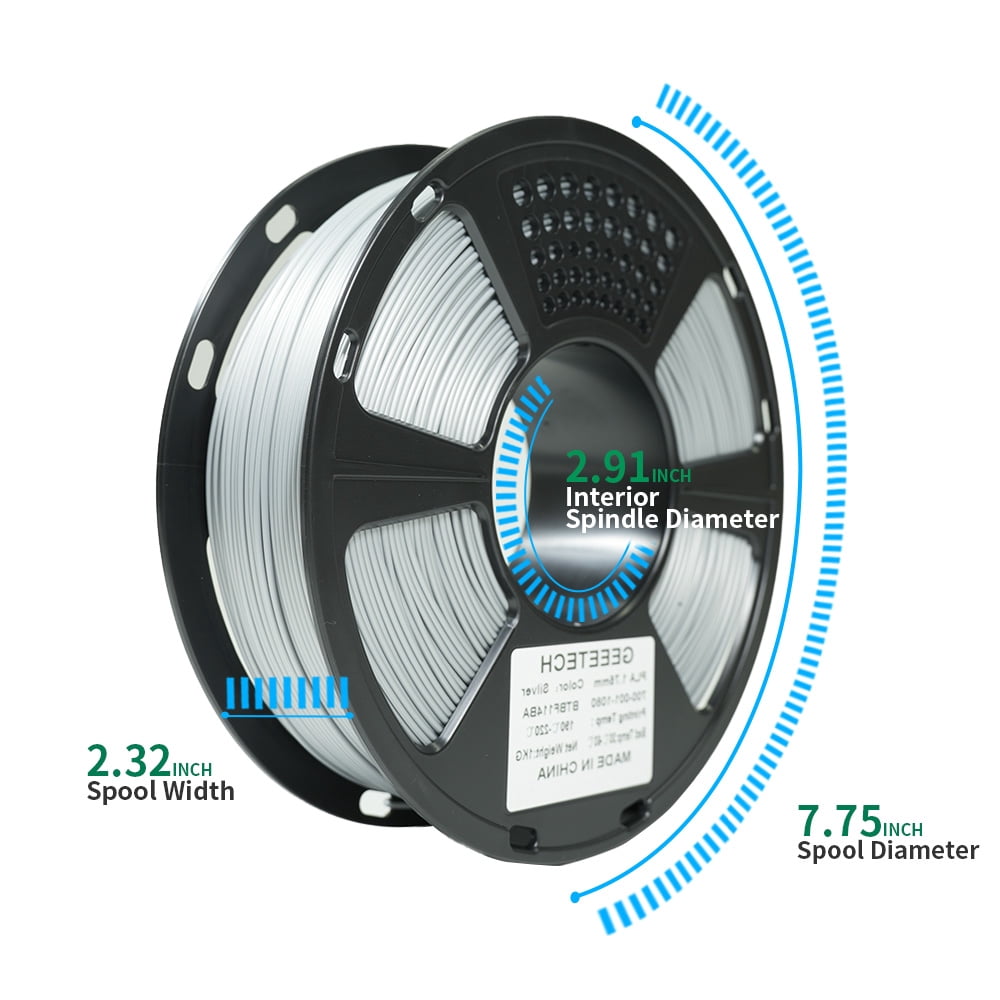Geeetech 3D Printer PLA Filament Shiny Silk Gold Toughness Enhanced Filament with 1.75mm Dimensional Accuracy +/-0.03mm, 1080 Feet Per Roll, Vacuum Packaging, for Most 3D FDM Printer