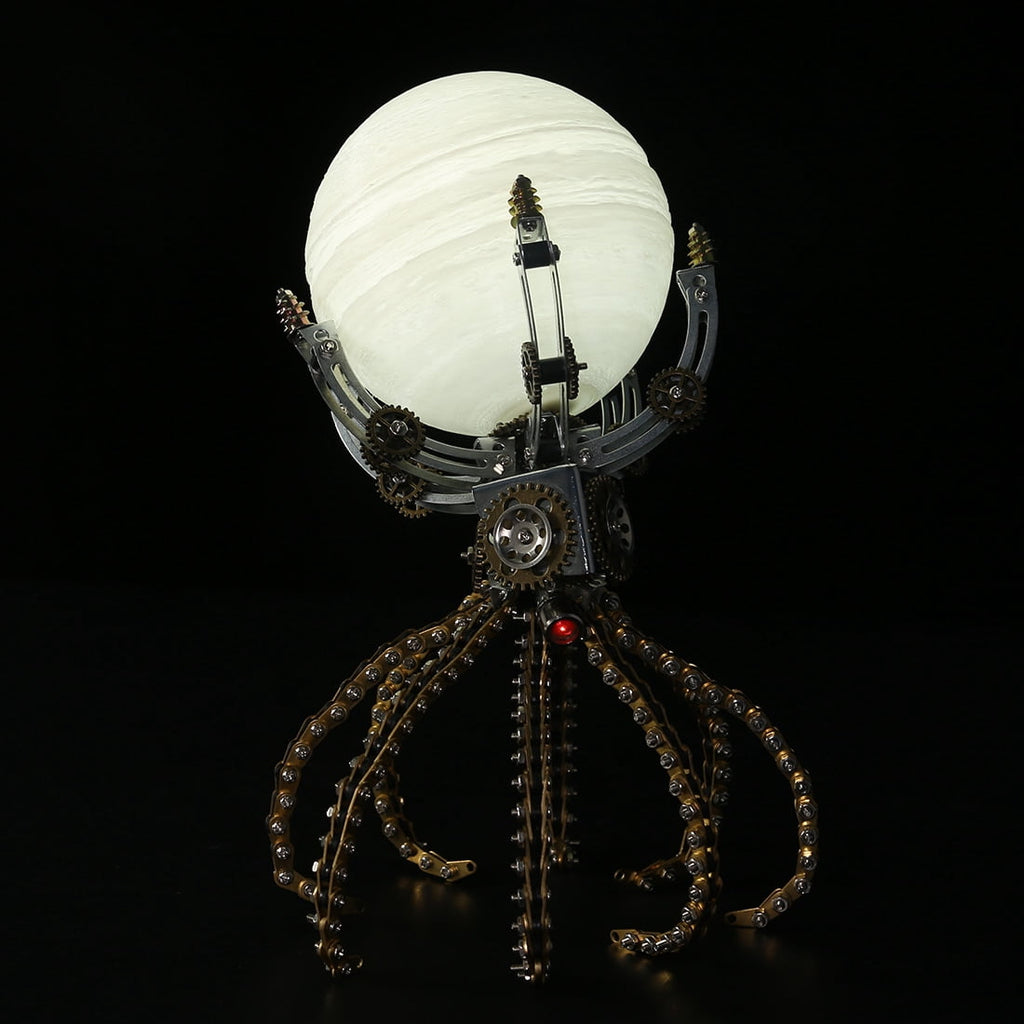 Mechanical Octopus 3D Metal Model Kit with Moon Lamp, Touch 3 Colors, Customizable Steampunk Puzzle & Desk Light, Perfect Room Decor and Gift Choice