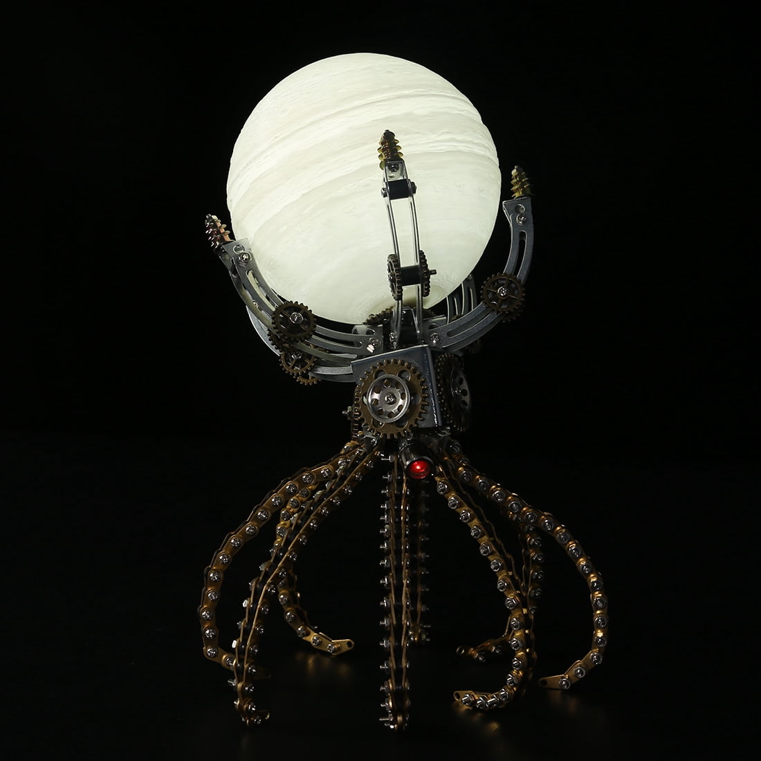 Mechanical Octopus 3D Metal Model Kit with Moon Lamp, Touch 3 Colors, Customizable Steampunk Puzzle & Desk Light, Perfect Room Decor and Gift Choice