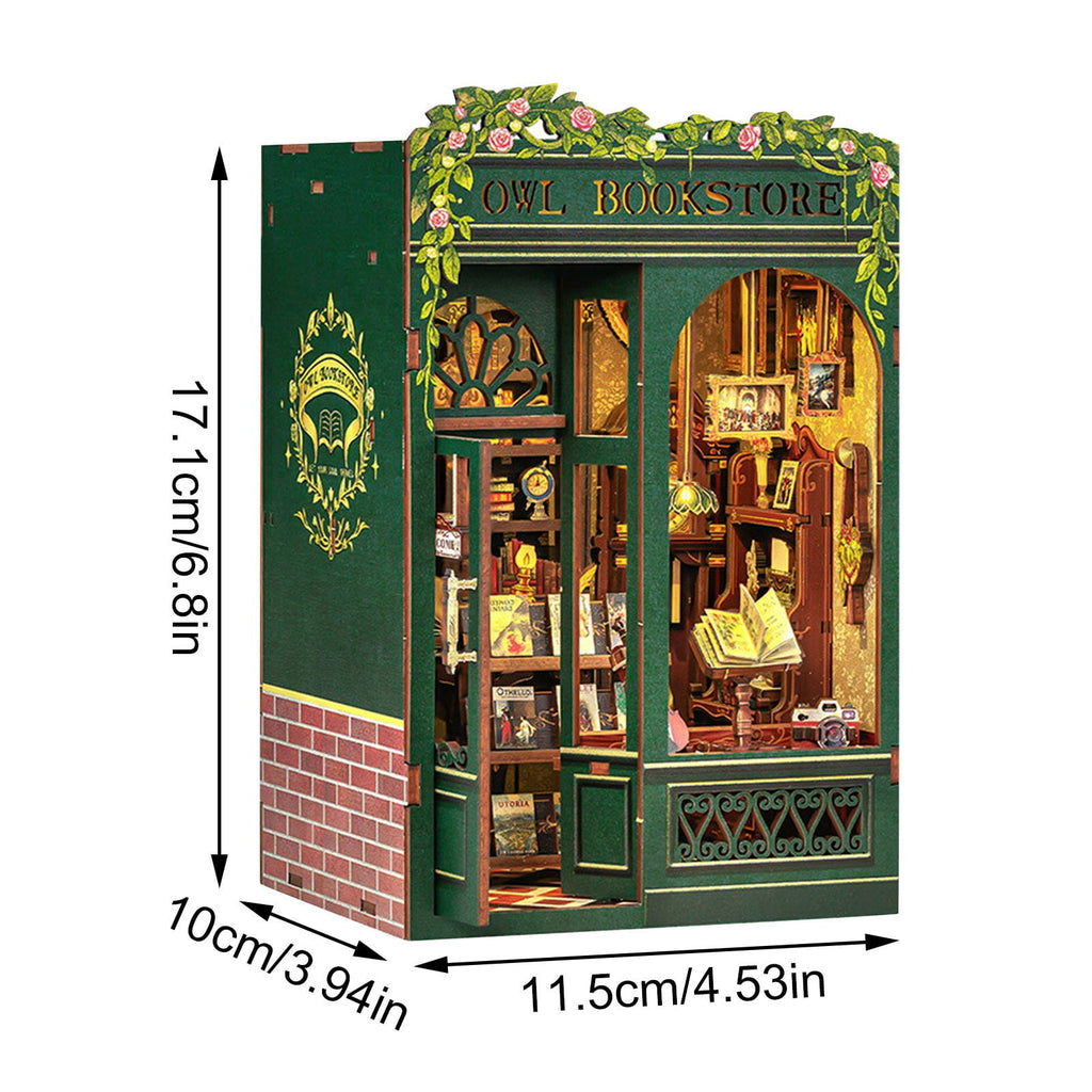 DIY Scene Miniature House Kit Tiny Mini Booknook Craft Bookshelf Decor, 3D Wooden Pieces Puzzles for Adults, Scale Library Model, Gifts For Freinds And Family