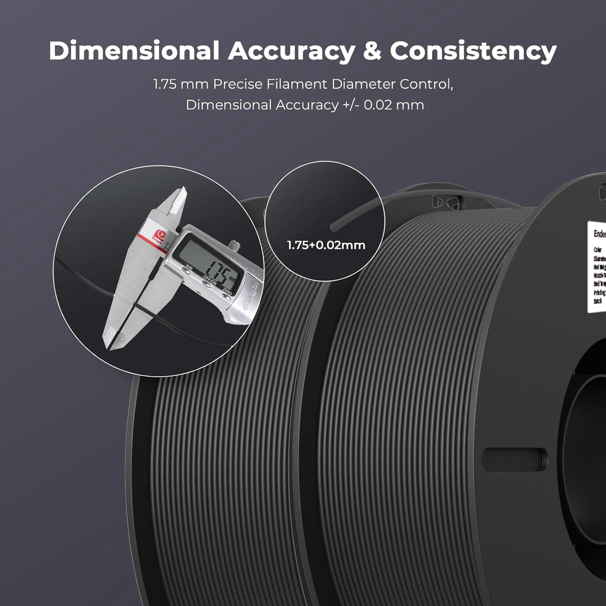 2-Pack Creality 3D Printer Filament, 1.75mm PLA Filament 2kg, No-Tangling,Accuracy +/- 0.02mm, Black & White
