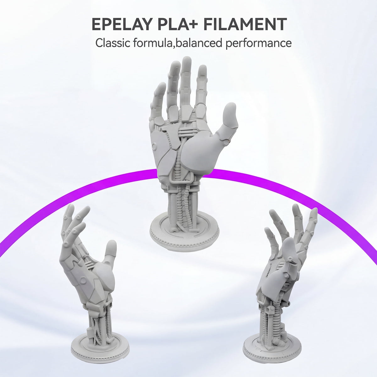 Epelay PLA Plus 3D Printer Filament, 1.75mm, 1kg Spool, White, Compatible with Most FDM Printers
