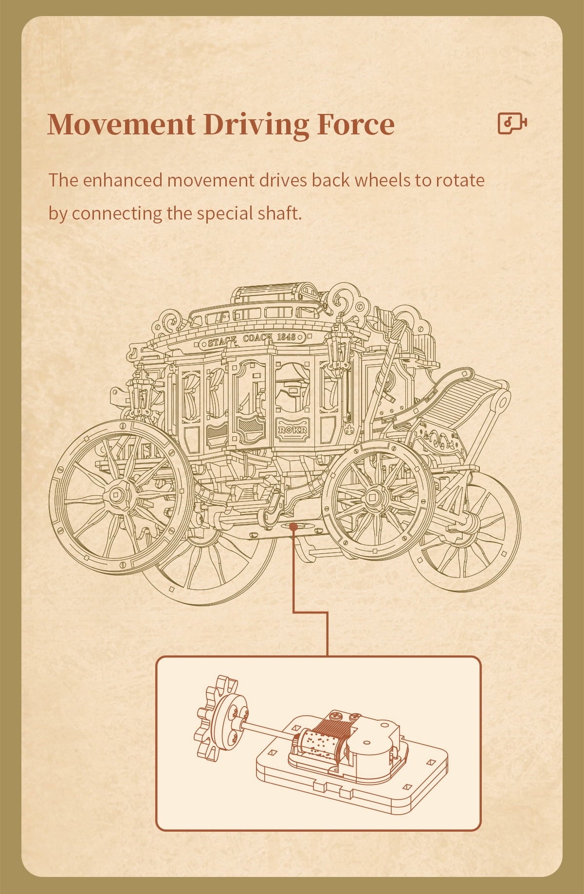 Robotime 3D Wooden Puzzles for Adults Music Box Model Car Stagecoach Toys Gift for Teens Adult