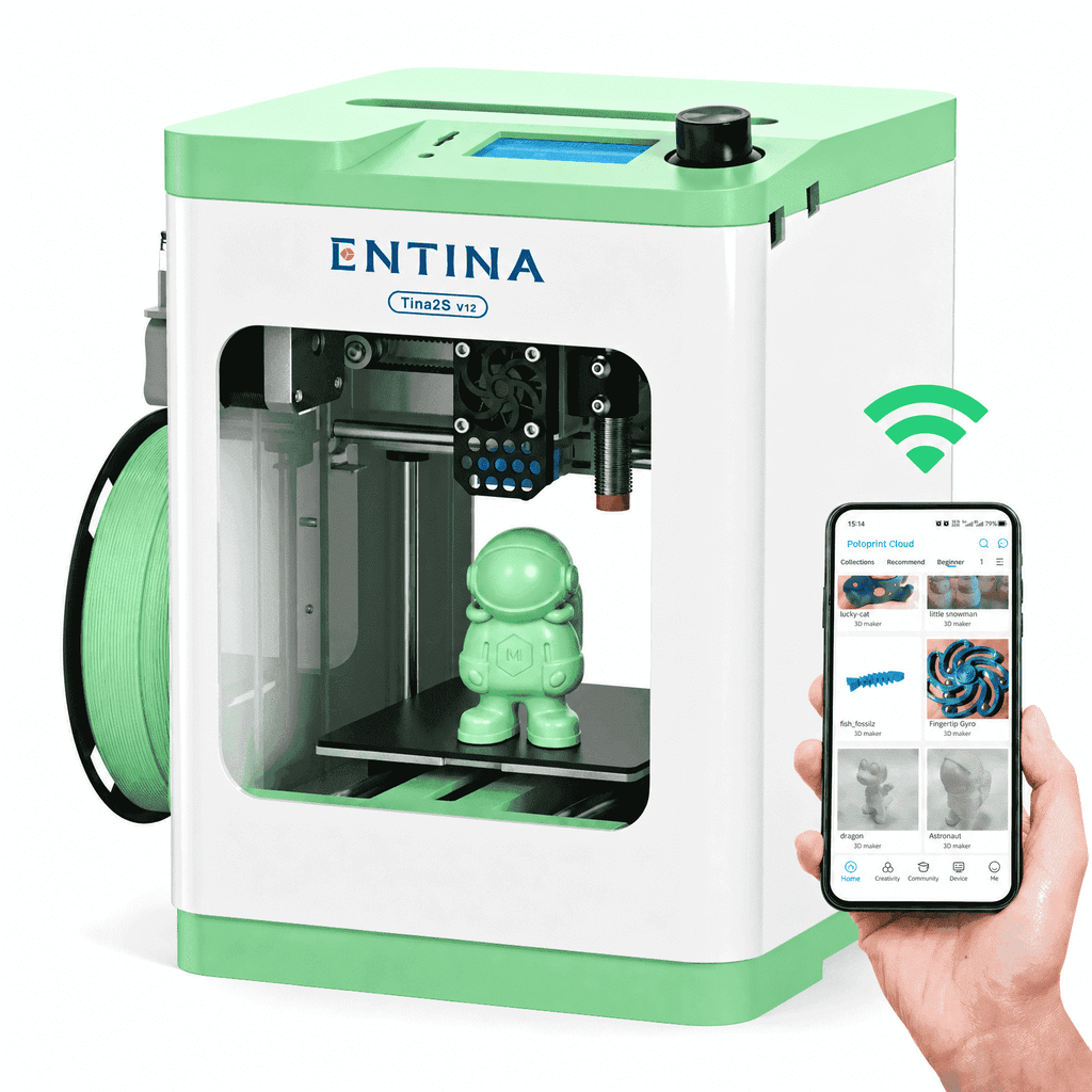 Entina 3D Printer, Tina2 Plus Fully Assembled Desktop 3D Printer with Auto Leveling and App Control for Beginners, Makers & DIY Projects