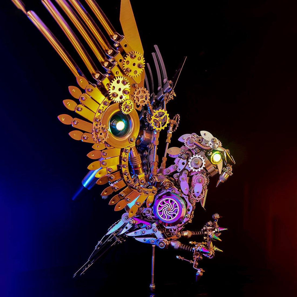 Lantern Fish 3D Metal Puzzle DIY Steampunk Assembly Kit, 700+PCS Mechanical Model with Movable Fins, Color-Changing Lamp & Collectible Gift for Adults & Teens