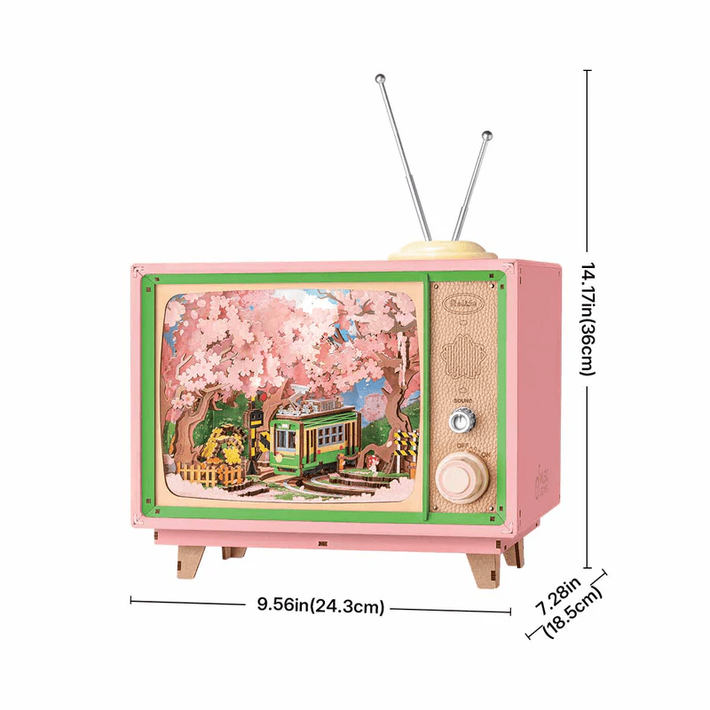 Rolife DIY Music Box, 3D Wooden Puzzle Sakura Dreamy Tour Model Kits, Brain Teaser Puzzles for Boys and Girls
