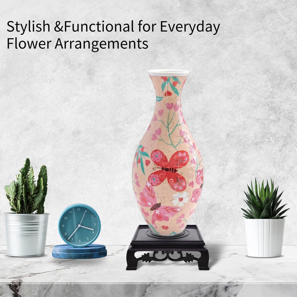 3D Puzzle Vase for Adults, Creative Vase Puzzle for Flowers(Secret Butterfly)