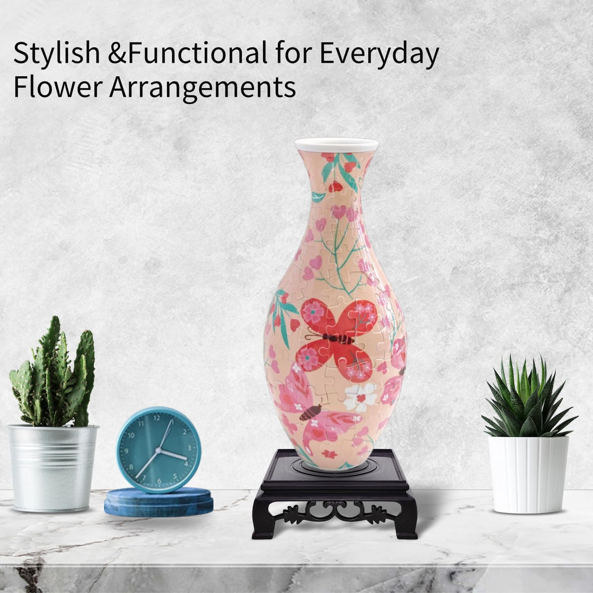 3D Puzzle Vase for Adults, Creative Vase Puzzle for Flowers(Secret Butterfly)
