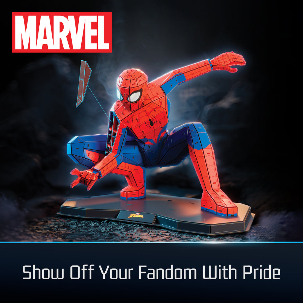 4D Build, Marvel Spider Man 3D Puzzle Model Kit Full-Body Pose, Marvel Collectibles & Desk Décor, Adult Puzzles, Building Toys, 195 Pieces, 3D Puzzles, Gift Ideas for Ages 12 & Up