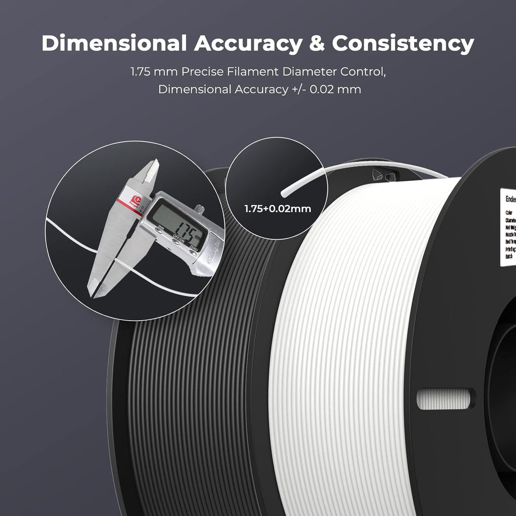 2-Pack Creality 3D Printer Filament, 1.75mm PLA Filament 2kg, No-Tangling,Accuracy +/- 0.02mm, Black & White