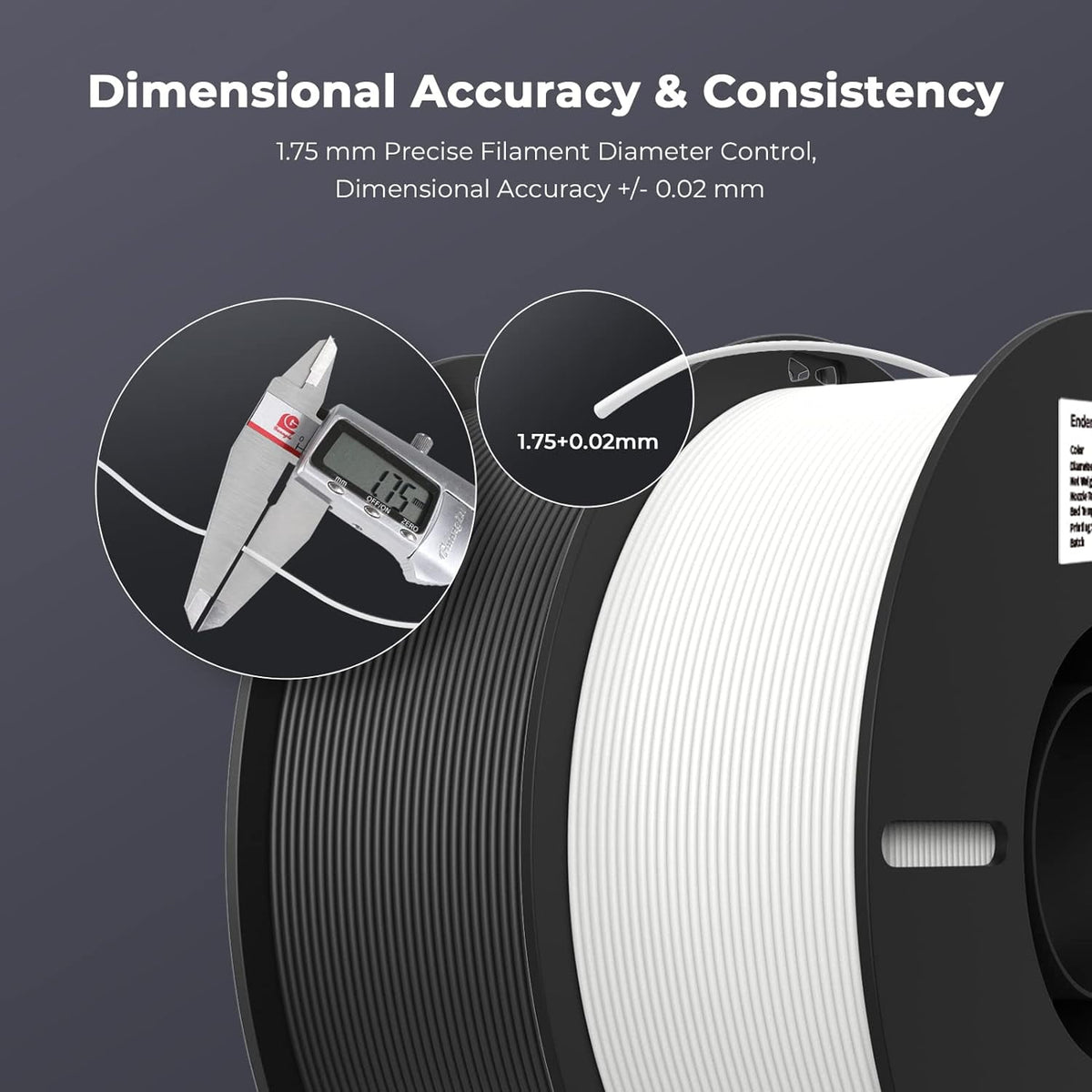 2-Pack Creality 3D Printer Filament, 1.75mm PLA Filament 2kg, No-Tangling,Accuracy +/- 0.02mm, Black & White