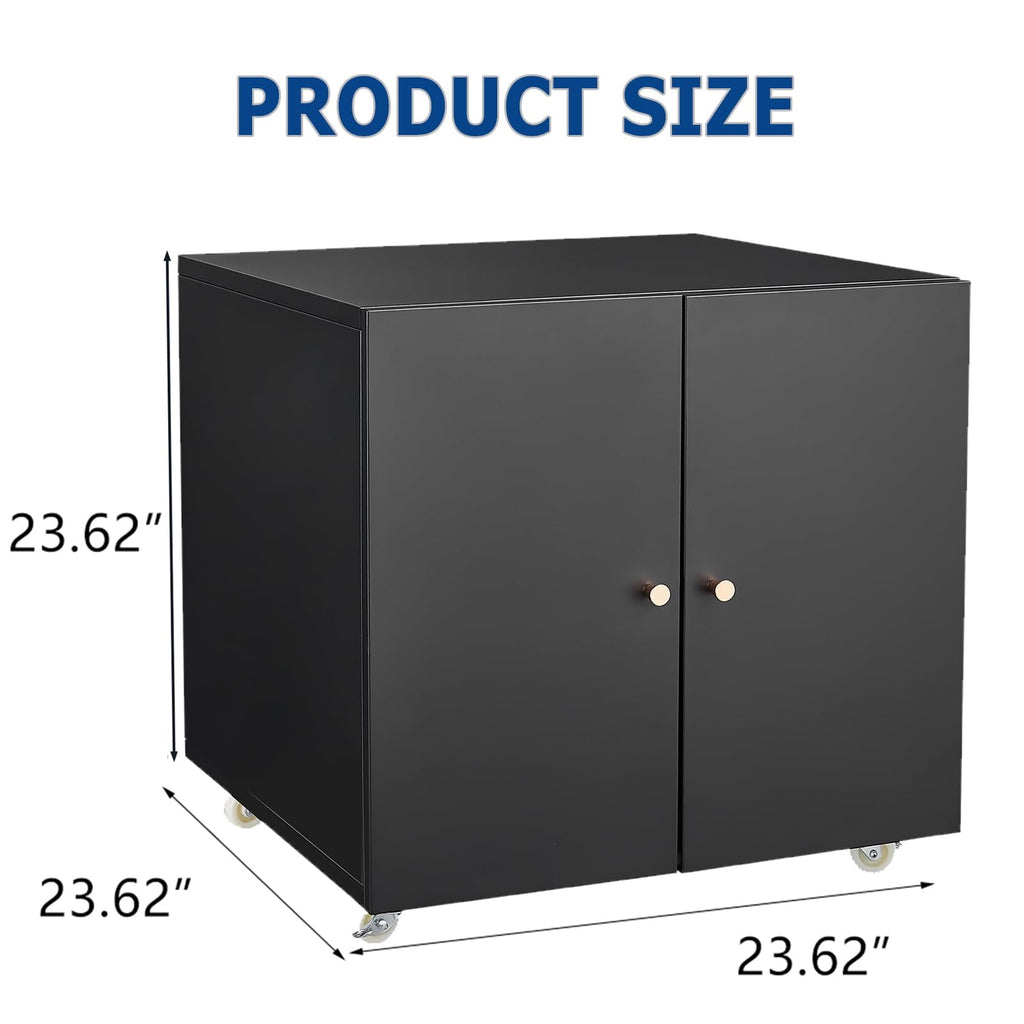Heavy Duty Metal Printer Stand with Lockable Doors - Adjustable Shelf & Wheels - Large Mobile Filing Cabinet for Office Storage, 3D Printers, Copiers, Heat Press - 90kg Capacity - White, Big