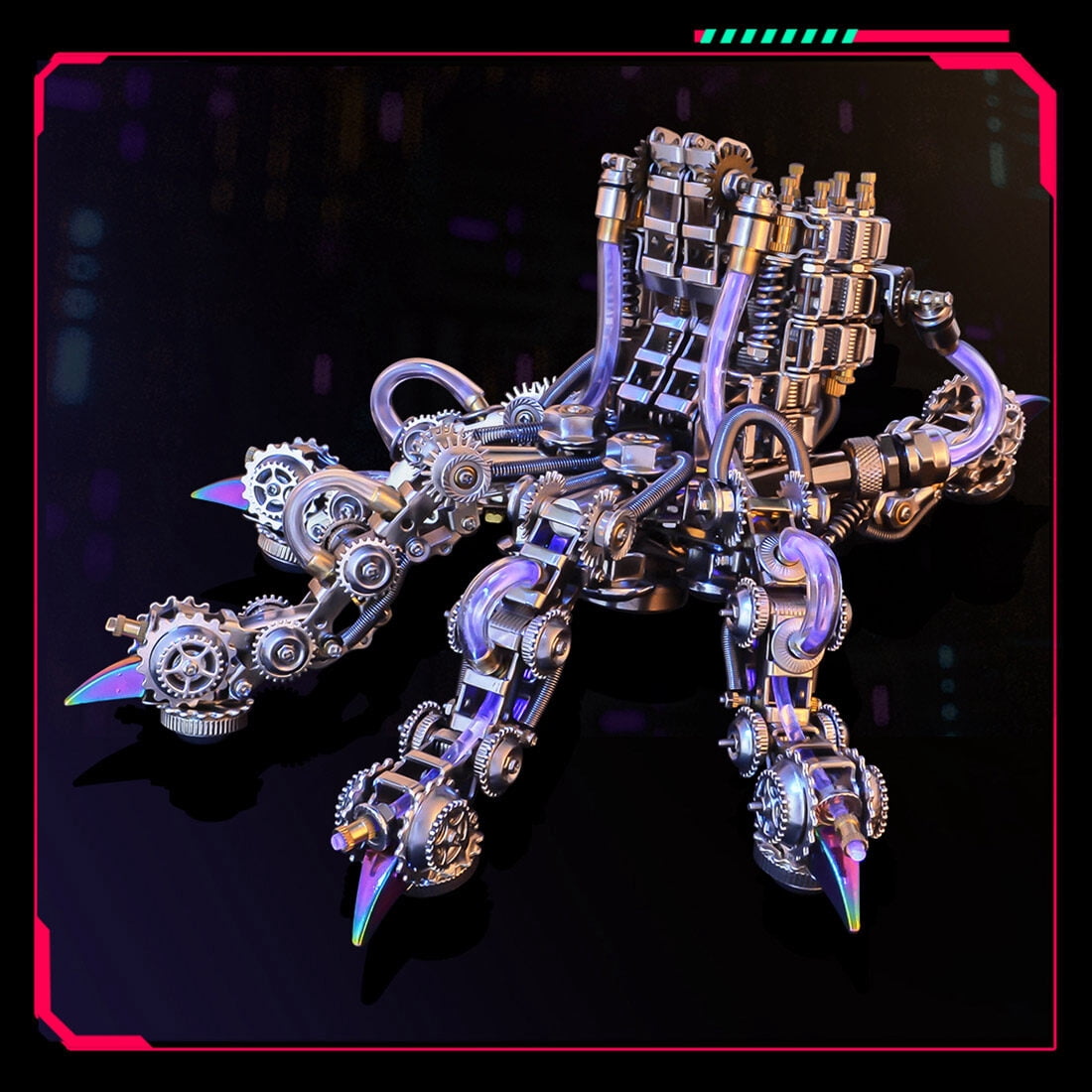 Lantern Fish 3D Metal Puzzle DIY Steampunk Assembly Kit, 700+PCS Mechanical Model with Movable Fins, Color-Changing Lamp & Collectible Gift for Adults & Teens