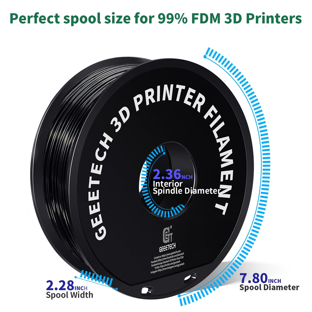 GEEETECH Matte PLA Filament, 1.75mm Matte Black 3D Printer Filament, 1kg Spool (2.2lbs), Dimensional Accuracy +/- 0.03 mm, Fit Most FDM Printer
