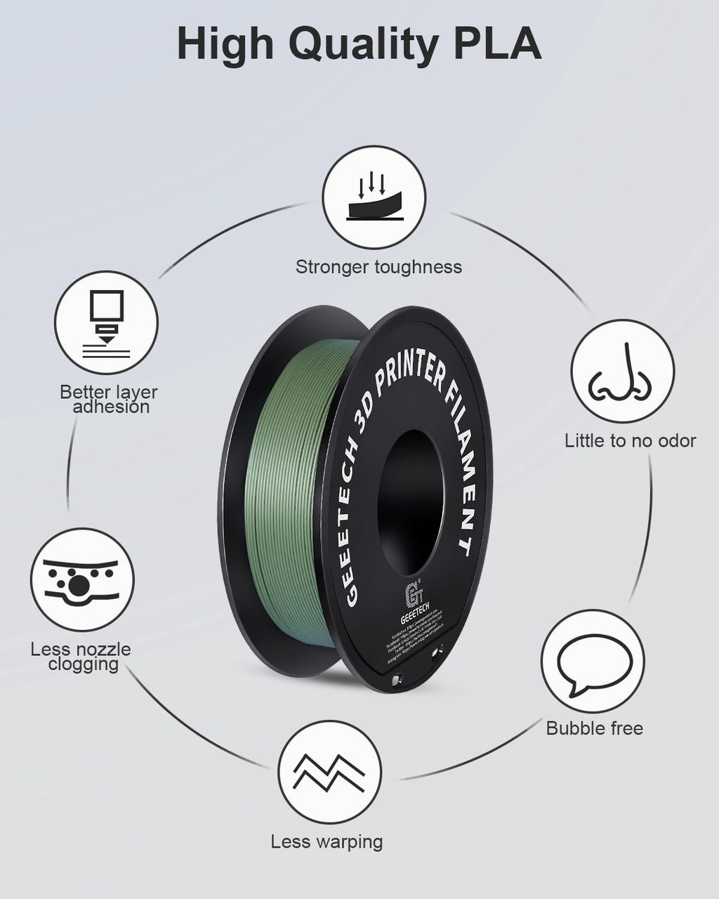 GEEETECH Matte PLA Filament, 1.75mm Matte Black 3D Printer Filament, 1kg Spool (2.2lbs), Dimensional Accuracy +/- 0.03 mm, Fit Most FDM Printer