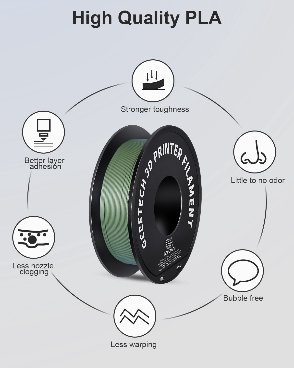 GEEETECH Matte PLA Filament, 1.75mm Matte Black 3D Printer Filament, 1kg Spool (2.2lbs), Dimensional Accuracy +/- 0.03 mm, Fit Most FDM Printer