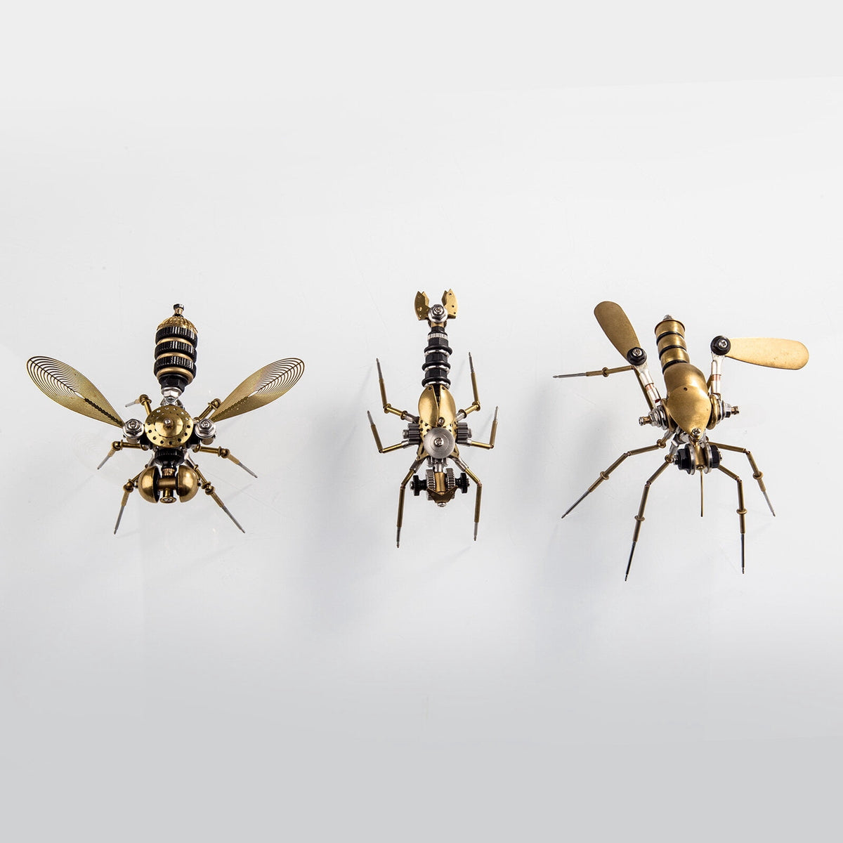 3-in-1 Steampunk Insect Metal Model Kit, Mosquito, Deck Insect & Bee Brass Puzzle Assembly Set, 270PCS 3D Jigsaw Puzzles for Adults