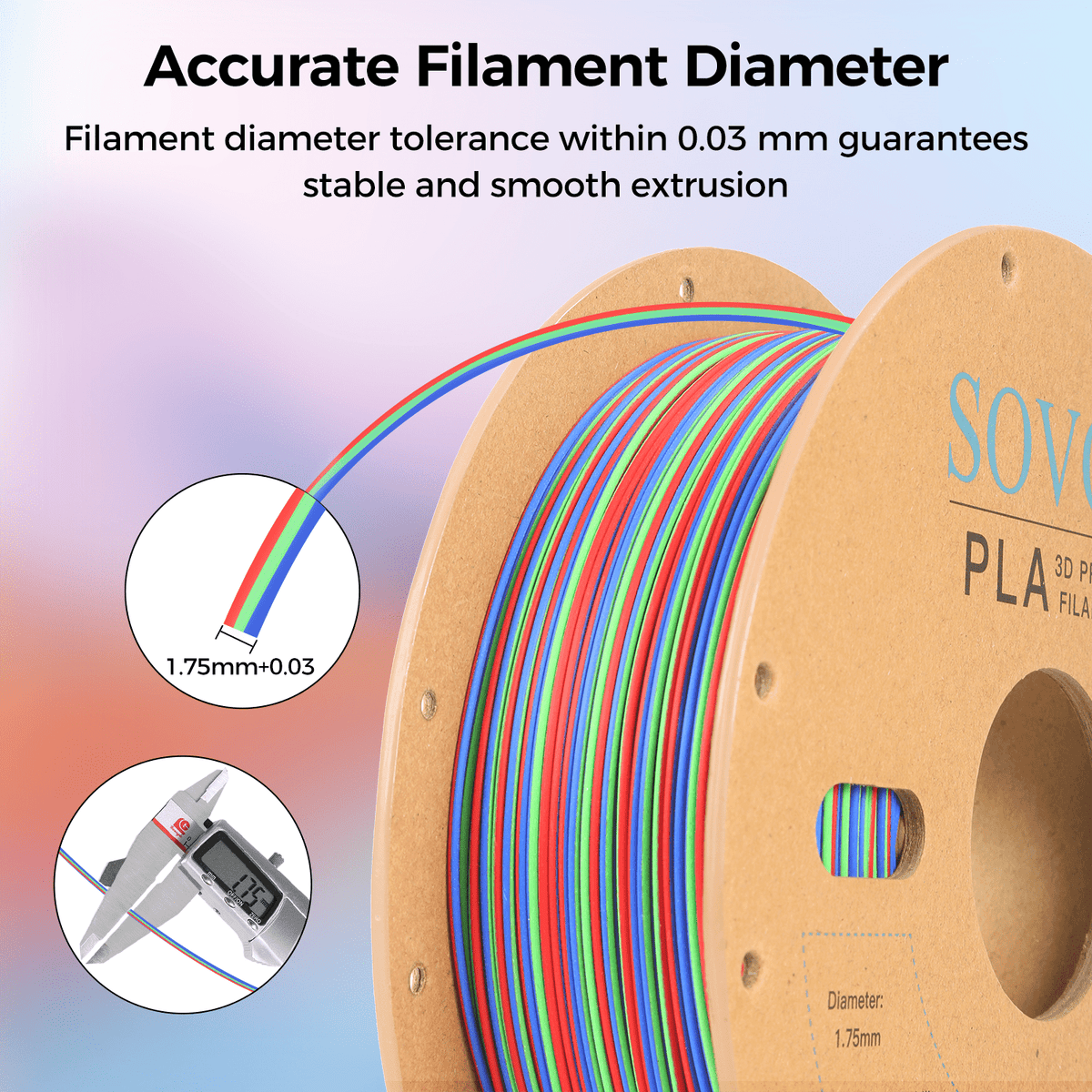Sovol Silk PLA Filament with Blue Glitter 1kg 1.75mm, Color Changeable 3D Printer Filament 2.2lbs, Chameleon Shiny PLA Material +/-0.03mm, Shimmering 3D Printing Filament, Galaxy Blue