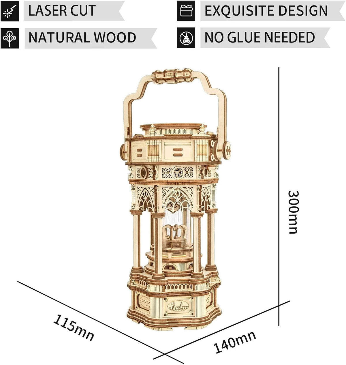 ROKR 3D Wooden Puzzle for Adults to Build, Victorian Style Vintage Lantern Music Box, Self-Assembly Craft Model Kits