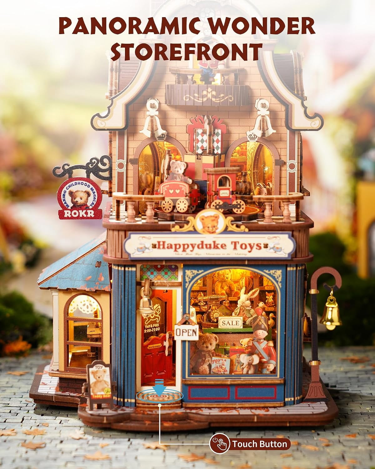 Robotime Happyduke Toy Shop 3D Puzzles for Adults, Diy Wooden Model Kit with Led Light and Music