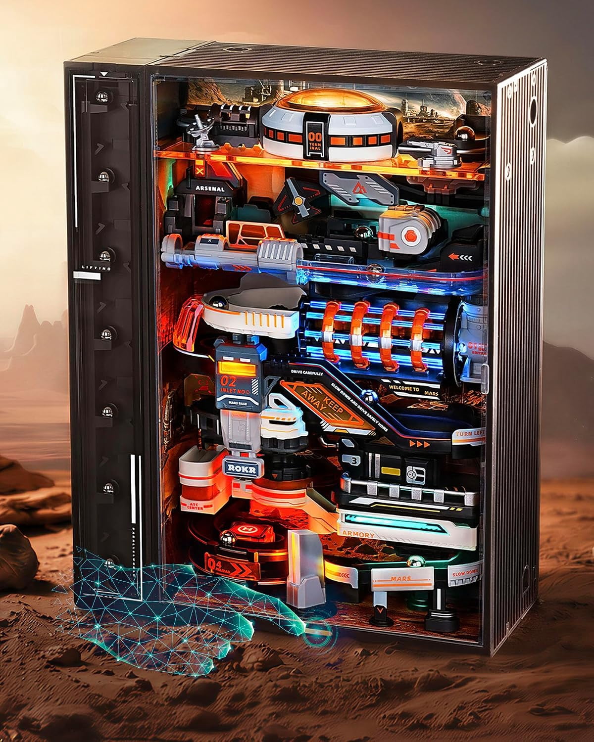 Robotime Mars Outpost Marble Run 3D Puzzle for Adults, Pinball Track Model Kit with LED, 194 Pieces, Ages 14+