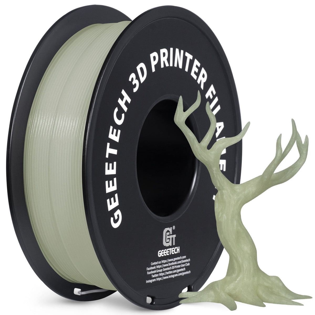 Geeetech Glow in The Dark Green PLA Filament 1.75mm, Dimensional Accuracy +/- 0.03mm, 1kg(2.2lbs) Spool, Fit for Most 3D Printer