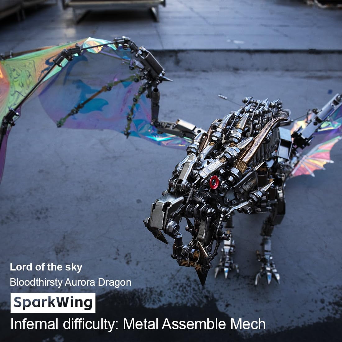 3D Metal Puzzle Bloodthirsty Aurora Dragon 3000+ PCS, Steampunk Mechanical Model Kit With DIY Assembly, Home Display Desk Decor For Adult Collectors And Creative Gifts