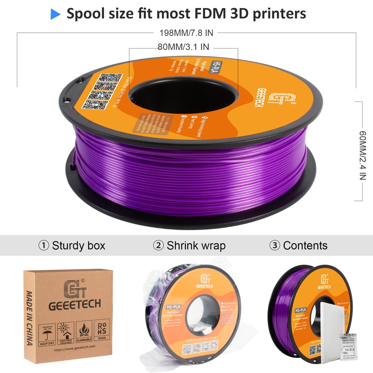 Geeetech 1.75mm PLA 3D Printer Filament, 1kg Spool (2.2lbs), Dimensional Accuracy +/- 0.03mm,yellow