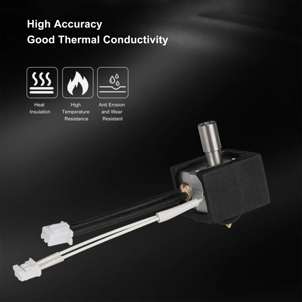 Premium Extruder Hotend Heater Block Set Brass Nozzle Replacement Part 0.4mm Kit Assembled Aluminum Alloy Device 3.54 inches / 9 cm Long For 3D Printers