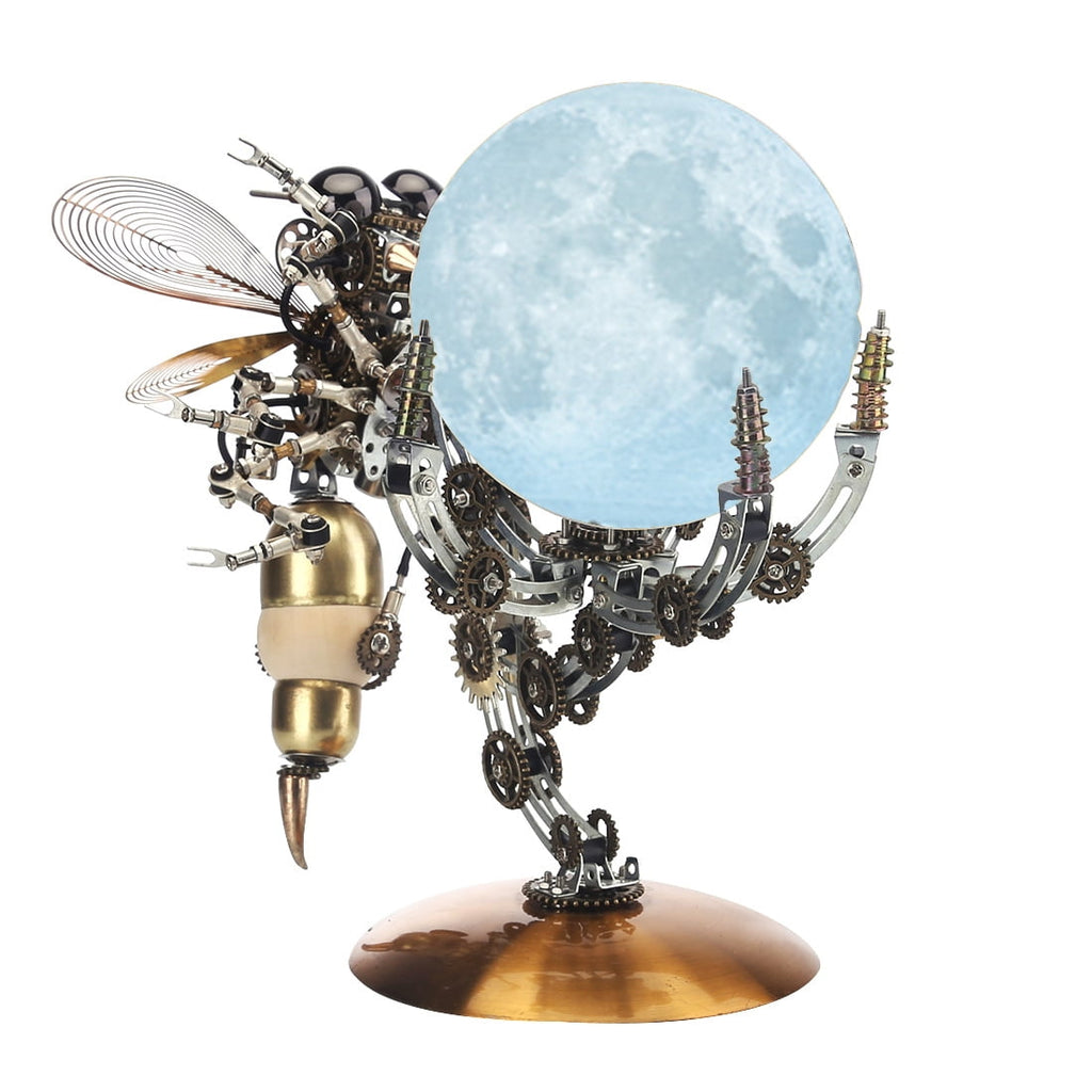 Mechanical Octopus 3D Metal Model Kit with Moon Lamp, Touch 3 Colors, Customizable Steampunk Puzzle & Desk Light, Perfect Room Decor and Gift Choice
