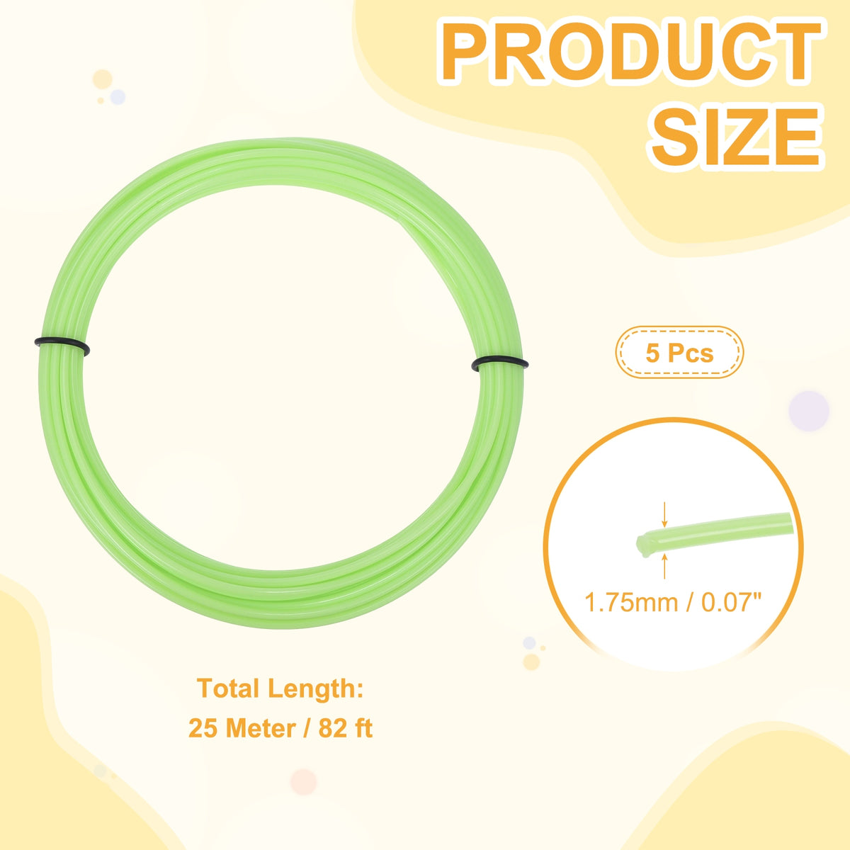 Uxcell 3D Pen Filament 5Pcs 1.75mm Total Length 82 Feet Light Green PLA