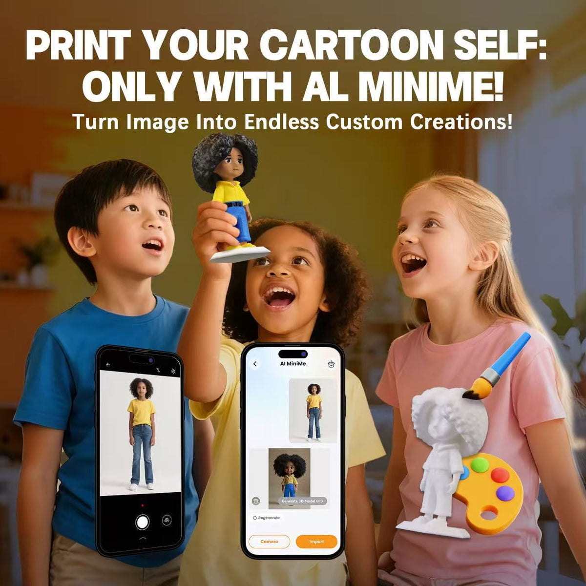 AOSEED 3D Printer for Kids & Families: Educational Toy, AI Design Apps & Customizer, Creative Gift for Kids, AI Printer + 4 Filaments + Toy Pack